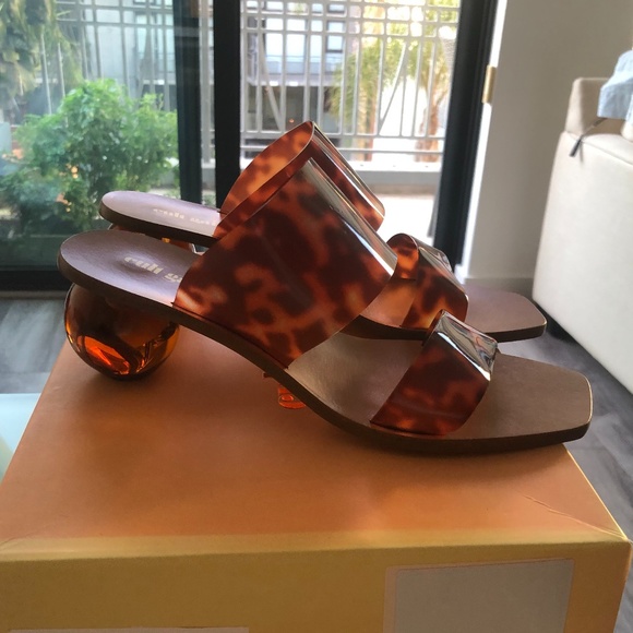 cult gaia Shoes - CULT GAIA JILA ACRYLIC TORTOISE SANDALS HEELS 38